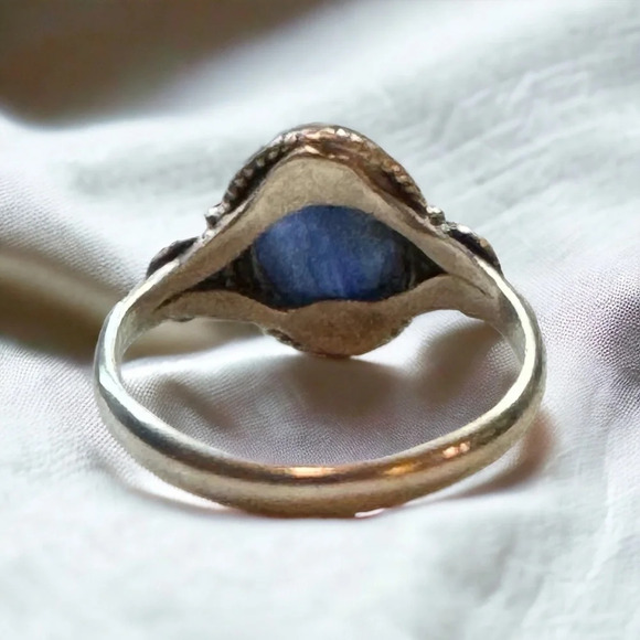 Kyanite Cabochon Bali Sterling Silver Ring (8) - Picture 9 of 11